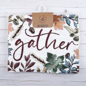 Fall Tapestry Table Runner 13x72 Gather Multi Colored Leaves